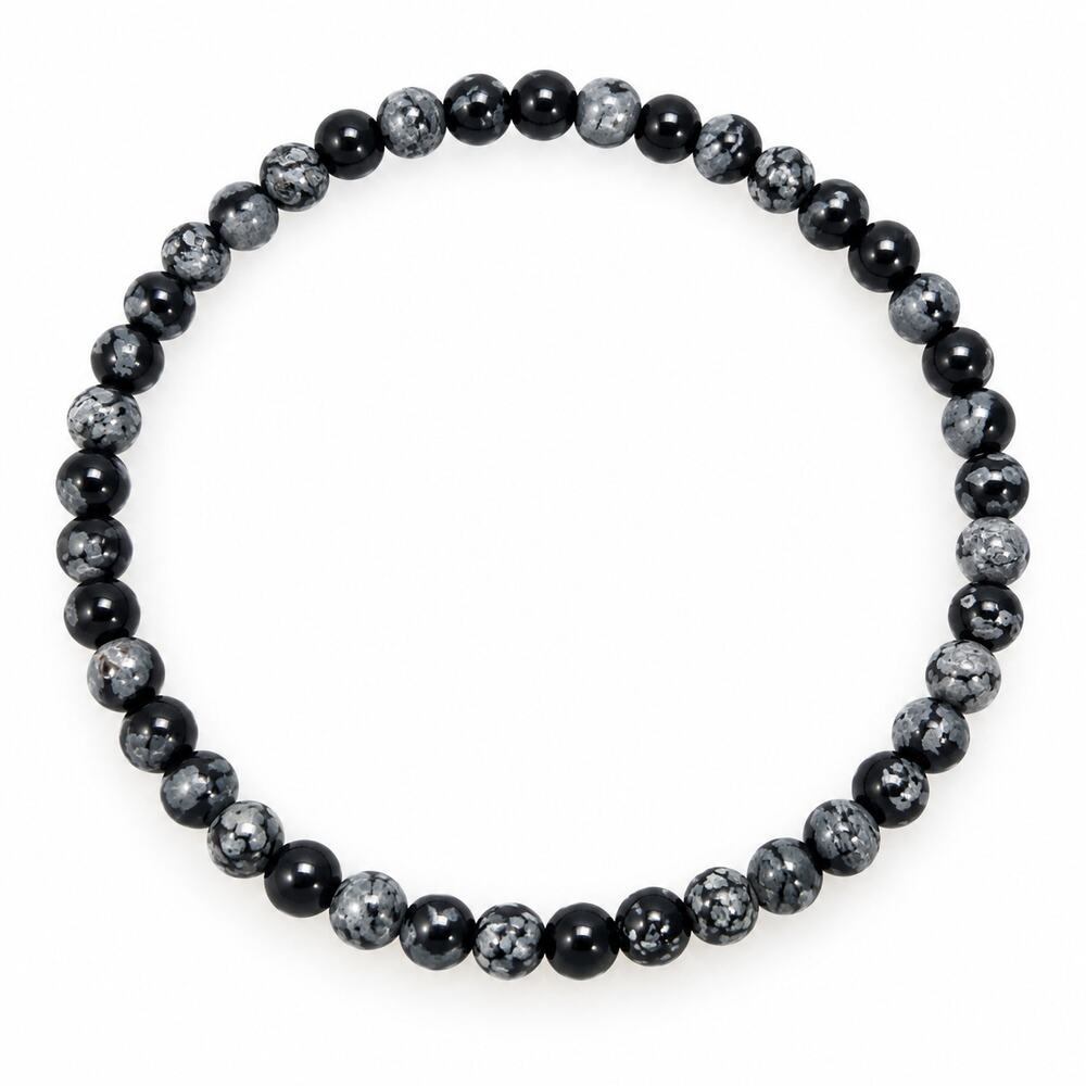 4MM Snowflake Obsidian Bracelet